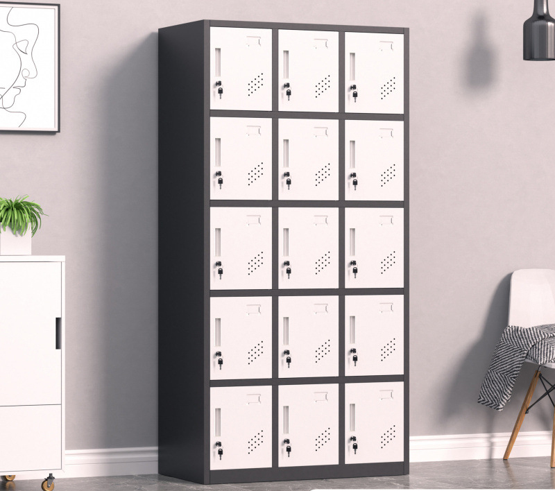 15-Door Metal Locker Steel Office Storage Cabinet with Lock for School Gym & Hospital Workshop Organizer