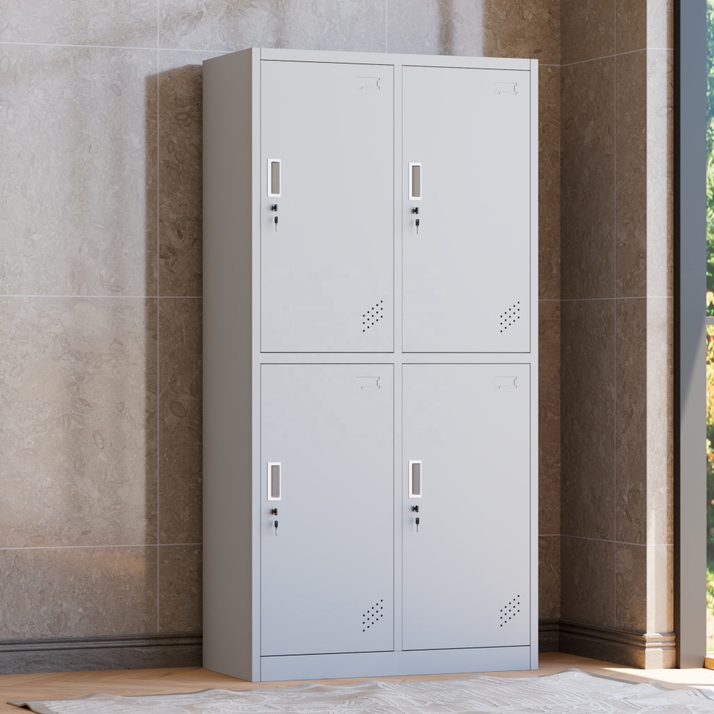 4-Door Steel Locker Industrial Staff Changing Room Storage Cabinet Gym Locker School Office Workshop Hospital Eco-Friendly