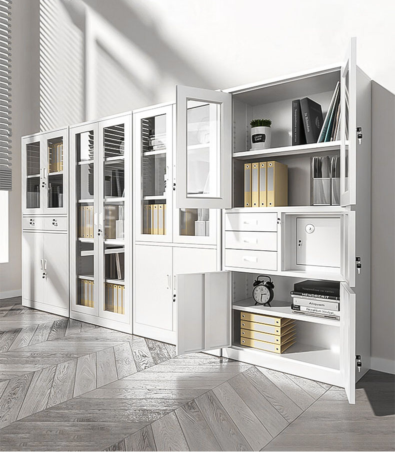 Modern Design Metal Storage Cabinet with Adjustable Shelves 2 Lockable Door Garage and Kitchen Pantry Cabinet