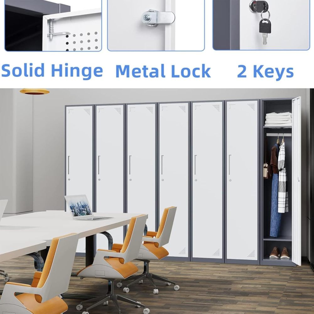 Modern Free-Standing Metal Cloakroom Storage Cabinet Steel Locker for Employees or Workers Lockable for Bedroom
