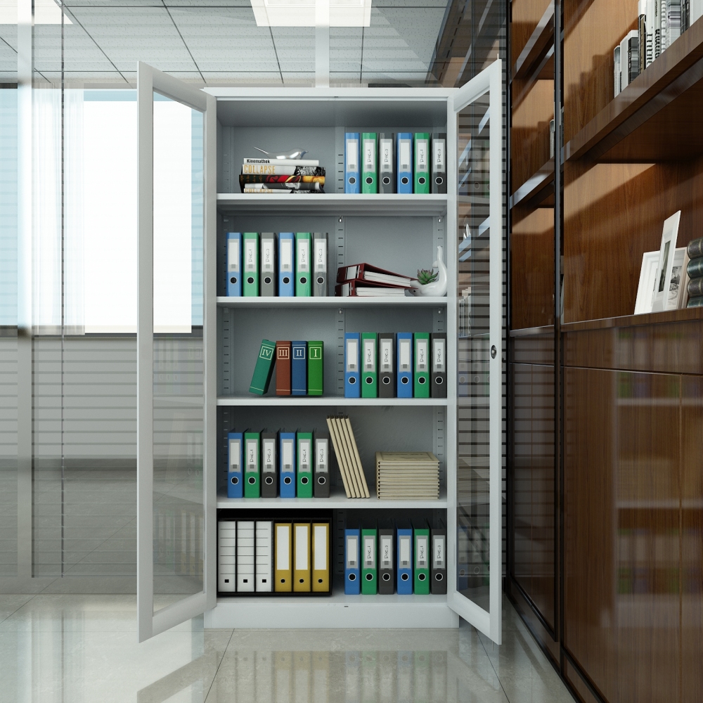 Modern 72-Inch Display Cabinet with 4 Adjustable Shelves Locking Glass Doors for Storing Collectibles and Books