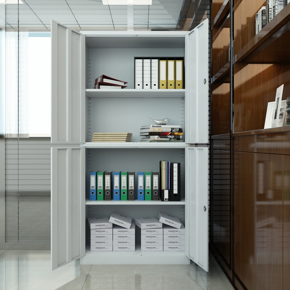Lockable 4-Shelf Steel Cabinet Adjustable Utility Storage for Home Office Kitchen School Garage Pantry & Basement Organization