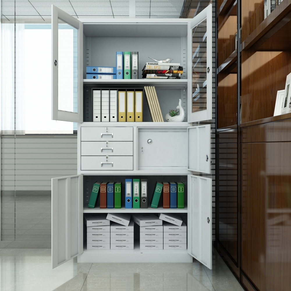 Modern 3-Drawer Steel Filing Cabinet Swing Door Adjustable Storage Inner Safe Cabin Multi-Functional Eco-Friendly Office Bedroom