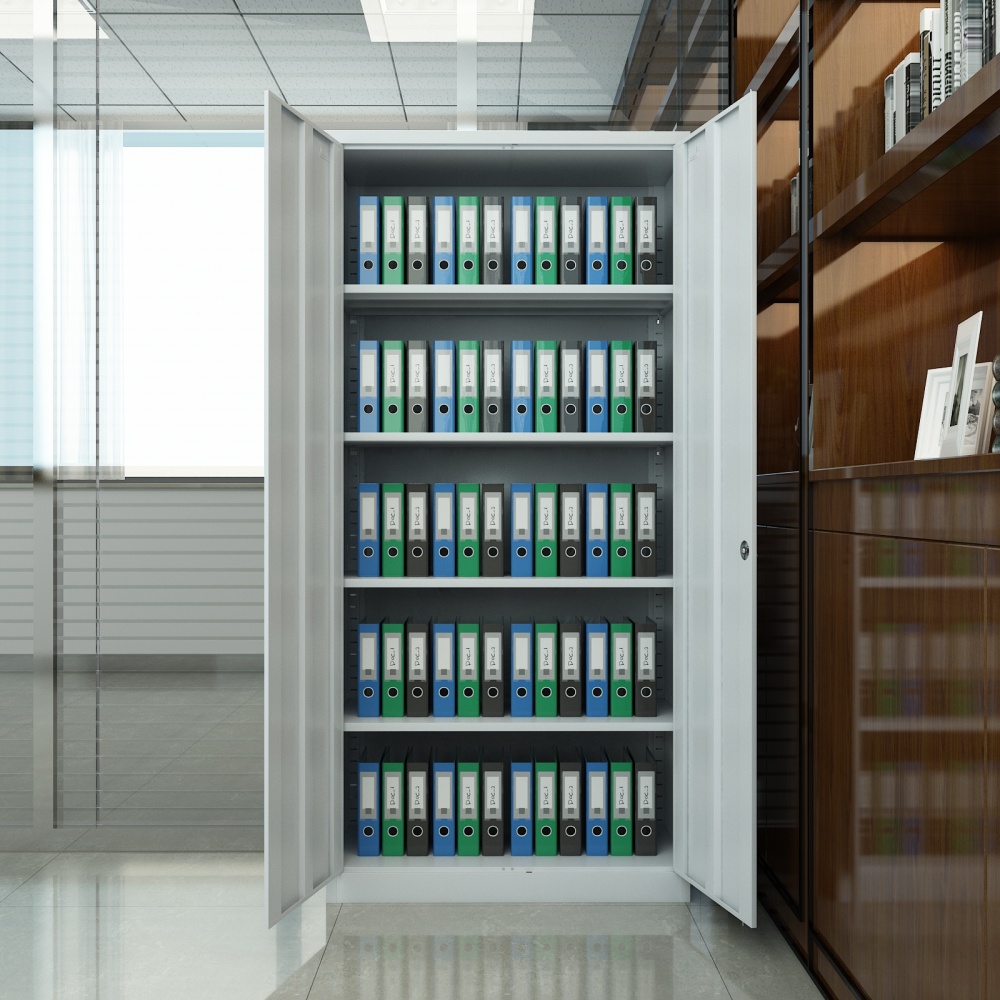 Modern Design Metal Storage Cabinet with Adjustable Shelves 2 Lockable Door Garage and Kitchen Pantry Cabinet
