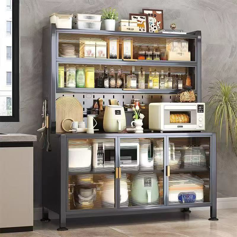 74" Modern Freestanding Kitchen Pantry Cabinet with Adjustable Shelves Bar Cabinet and Glass for Dining Room Kitchen Hutch
