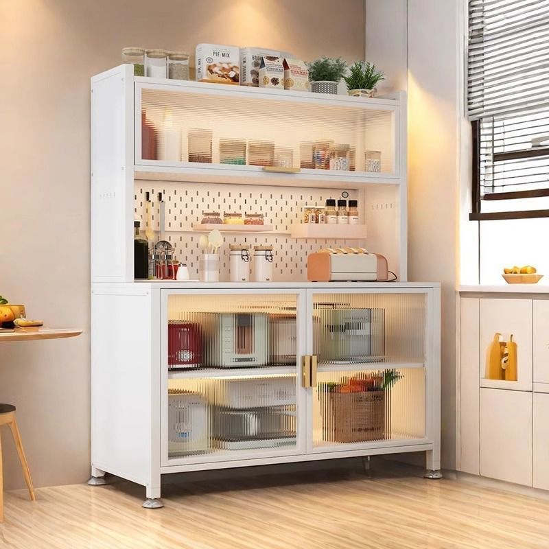74" Modern Freestanding Kitchen Pantry Cabinet with Adjustable Shelves Bar Cabinet and Glass for Dining Room Kitchen Hutch