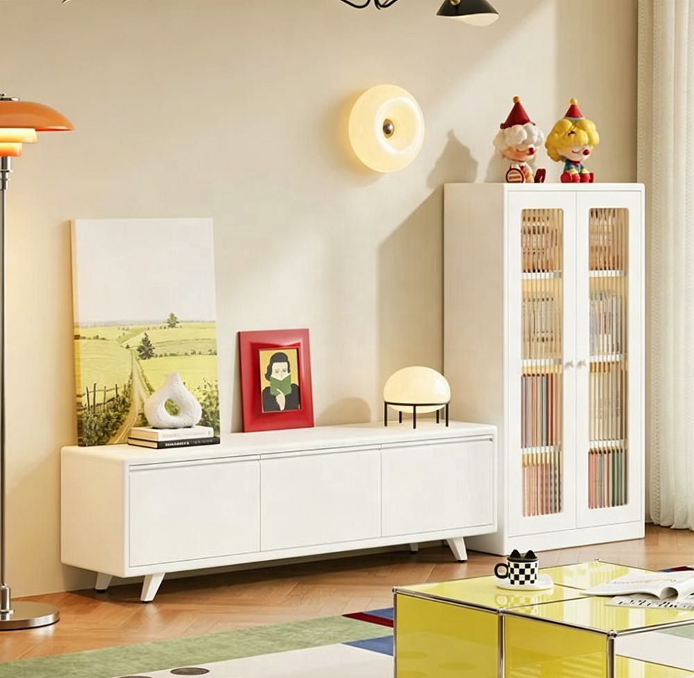 Modern TV Stand with Storage Durable Steel Construction for Living Room & Hotel Use Customizable Sizes