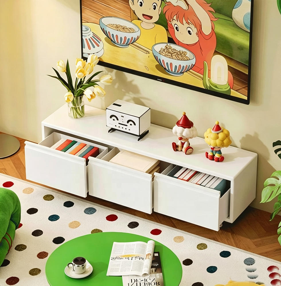 Modern TV Stand with Storage Durable Steel Construction for Living Room & Hotel Use Customizable Sizes
