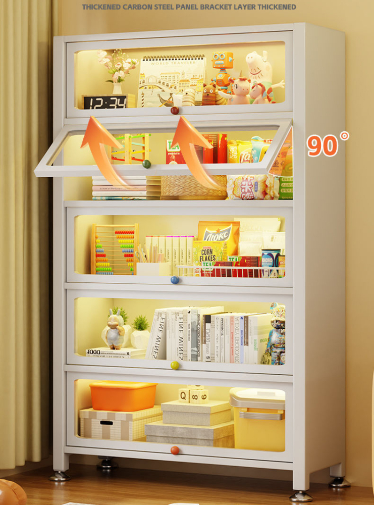 Custom Modern Steel Kitchen Storage Cabinet Adjustable Shelves Rack Wheels Sideboard-Kitchen Cupboard Pantry for Dining Room