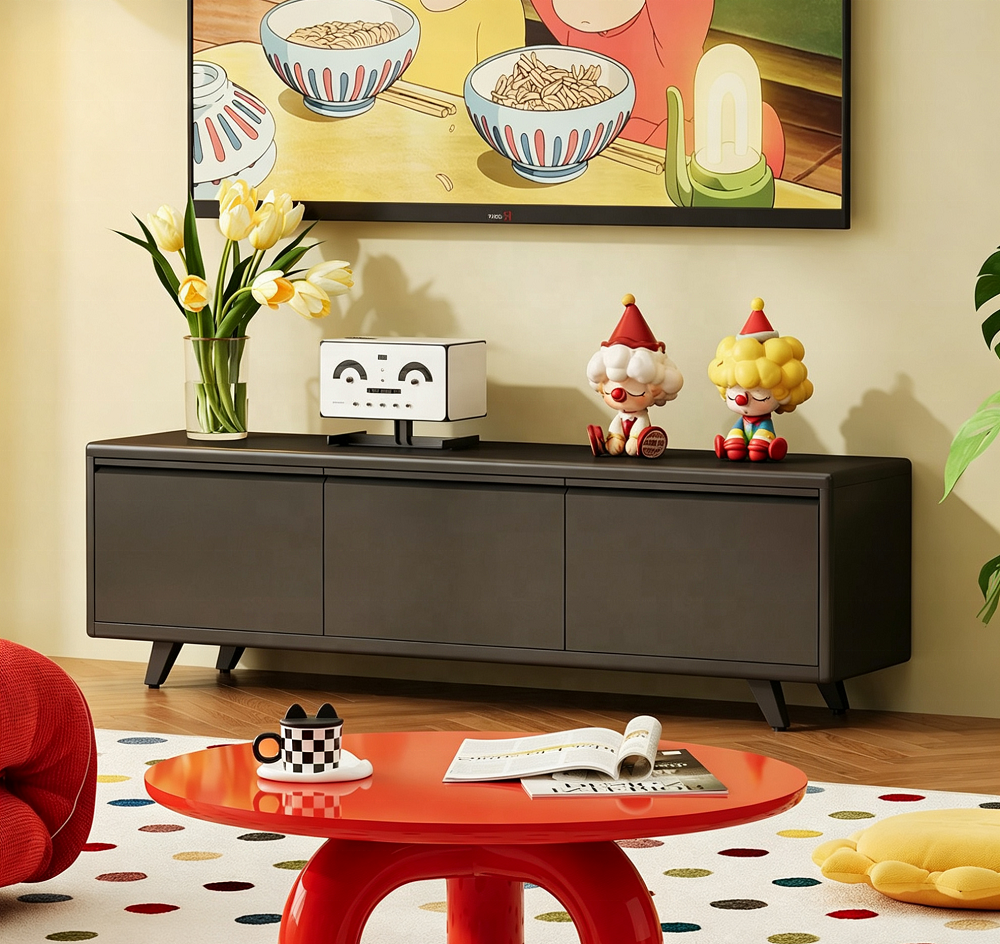 Modern TV Stand with Storage Durable Steel Construction for Living Room & Hotel Use Customizable Sizes