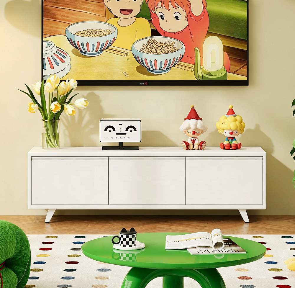 Modern TV Stand with Storage Durable Steel Construction for Living Room & Hotel Use Customizable Sizes