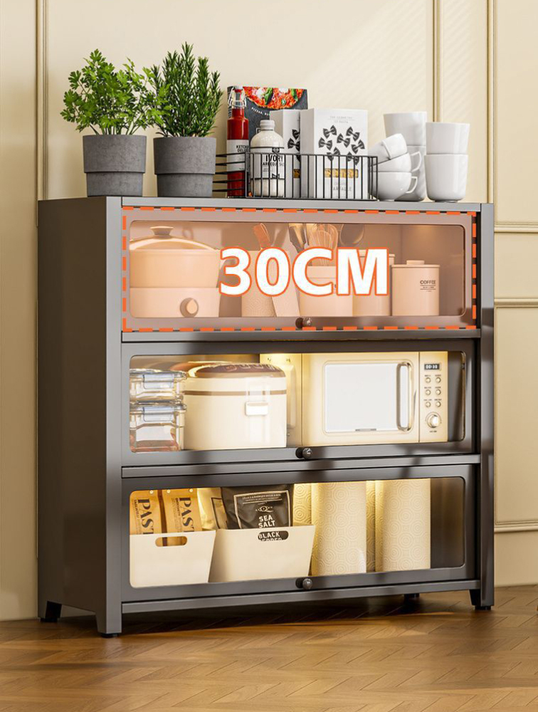 Custom Modern Steel Kitchen Storage Cabinet Adjustable Shelves Rack Wheels Sideboard-Kitchen Cupboard Pantry for Dining Room