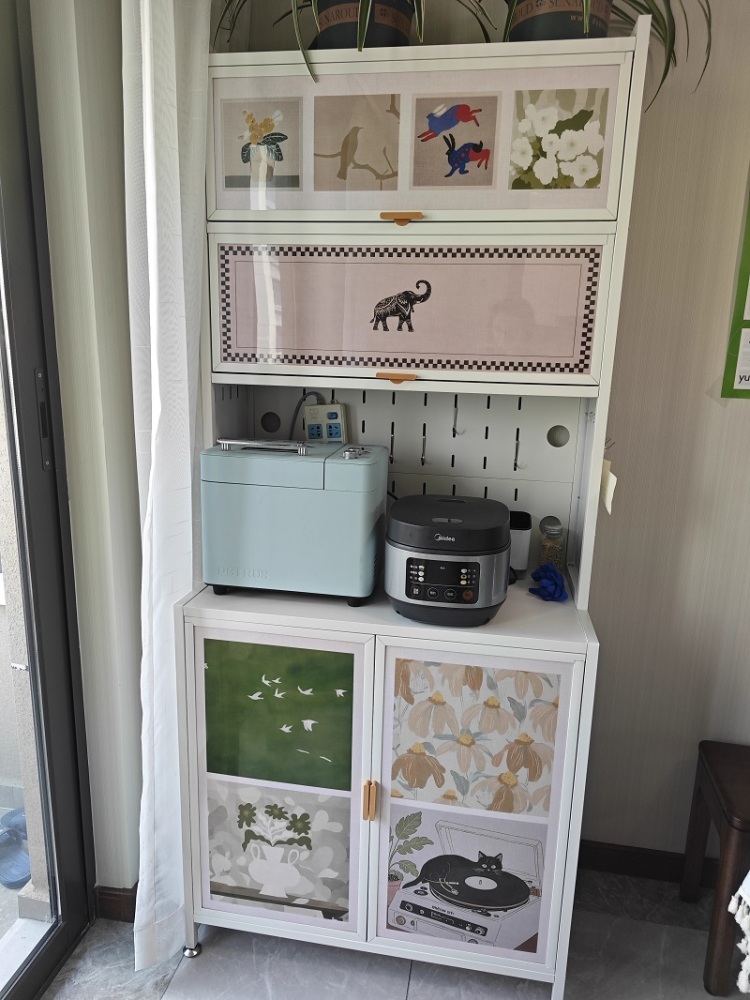Multi-Functional Kitchen Storage Rack Floor-Standing Multi-Layer Rock Plate Sideboard Wheels Kitchen Kitchen Islands Carts