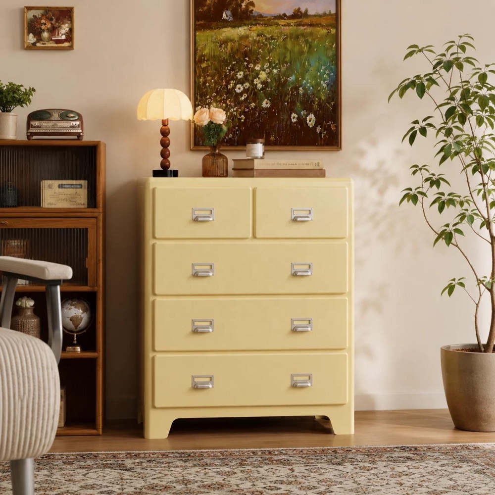 Metal Cabinet with Storage,Entry with 5 Drawers Storage Cabinet,Sofa Buffet Table Sideboard for Kitchen,Hallway,Living Room