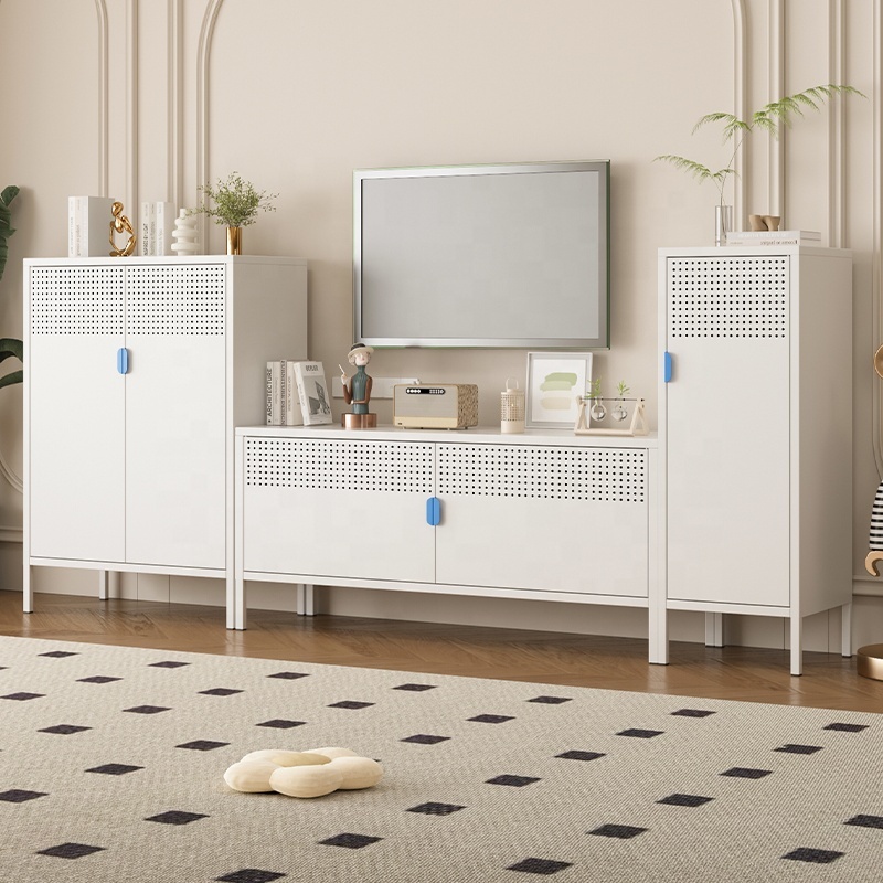 Modern Steel TV Stand with Storage for Apartment Living Room Bedroom-Multi-Functional Entertainment Center