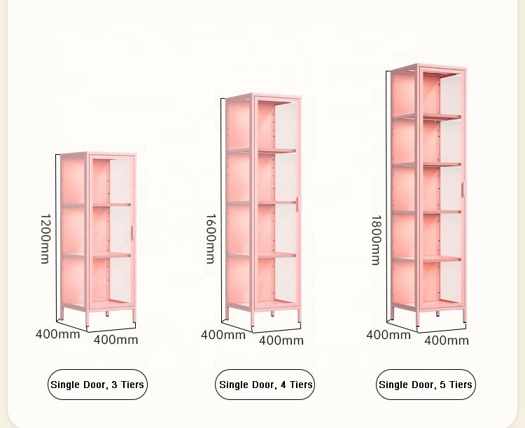 Glass Display Cabinet 5-Shelf with Door Curio Cabinets Tempered Glass Modern Design for Bedroom Living Room Hotel