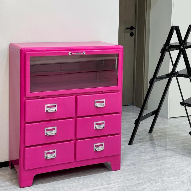 Metal Storage Cabinet with Clear Display Door,Pantry Organization,Freestanding Cupboard for Living Room,Kitchen,Entryway