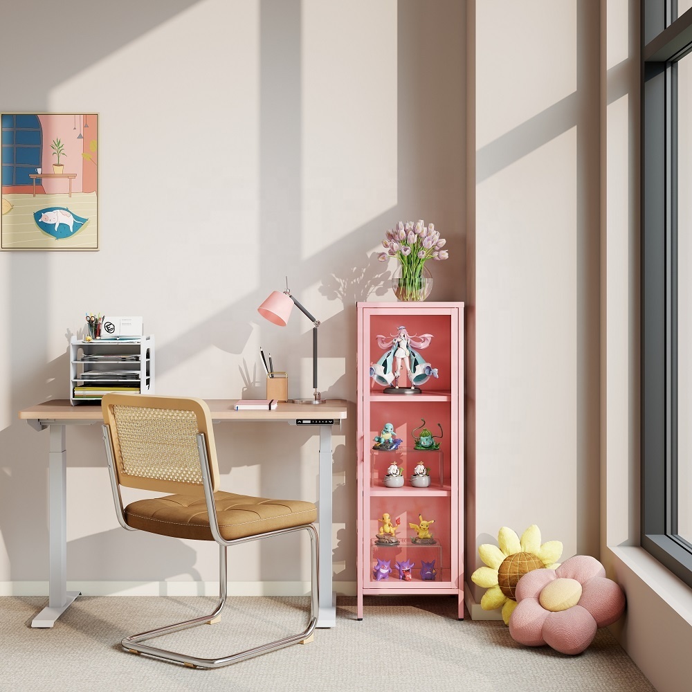 Glass Display Cabinet 5-Shelf with Door Curio Cabinets Tempered Glass Modern Design for Bedroom Living Room Hotel
