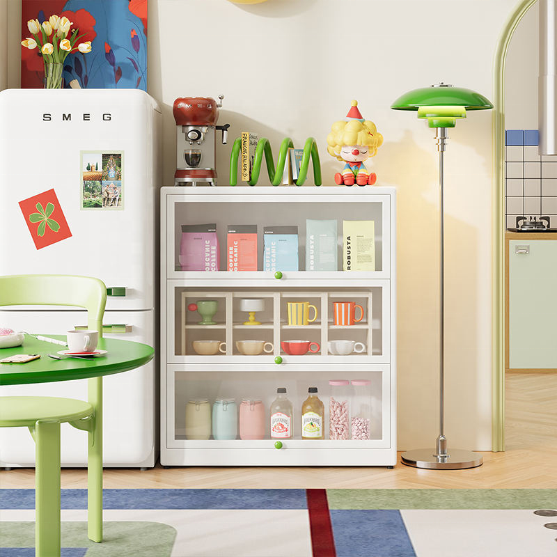 Modern Living Room Dining Cabinet with Metal Frame,Apartment Storage Cabinet Display Cabinet,Sideboard with 2 Doors