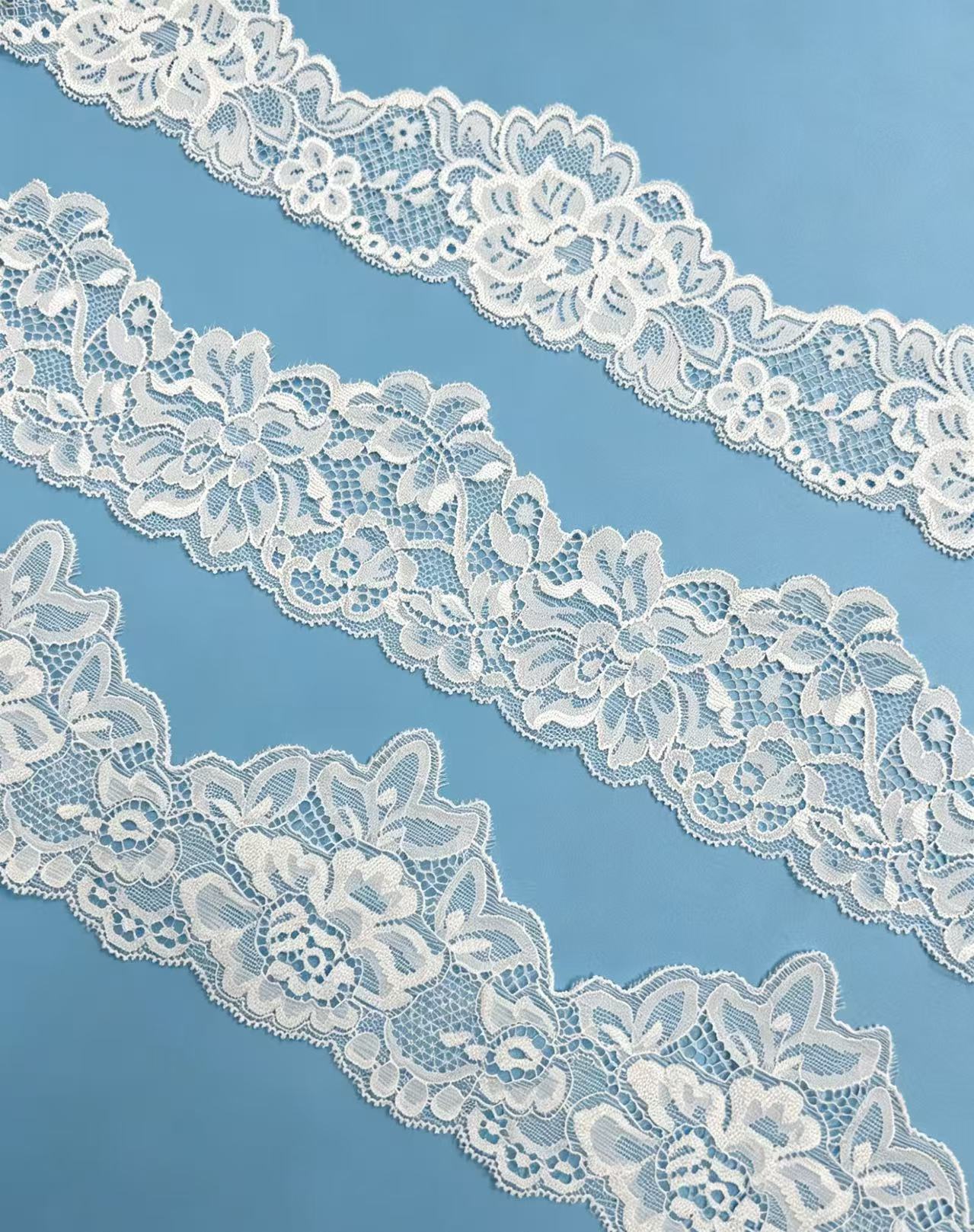 Wholesale Nylon Stretch Lace Trim – 6.5-8 cm Custom Elastic Lace  In Stock,huiyuantrimming,6.5-8 cm Custom Nylon Elastic Lace  In Stock