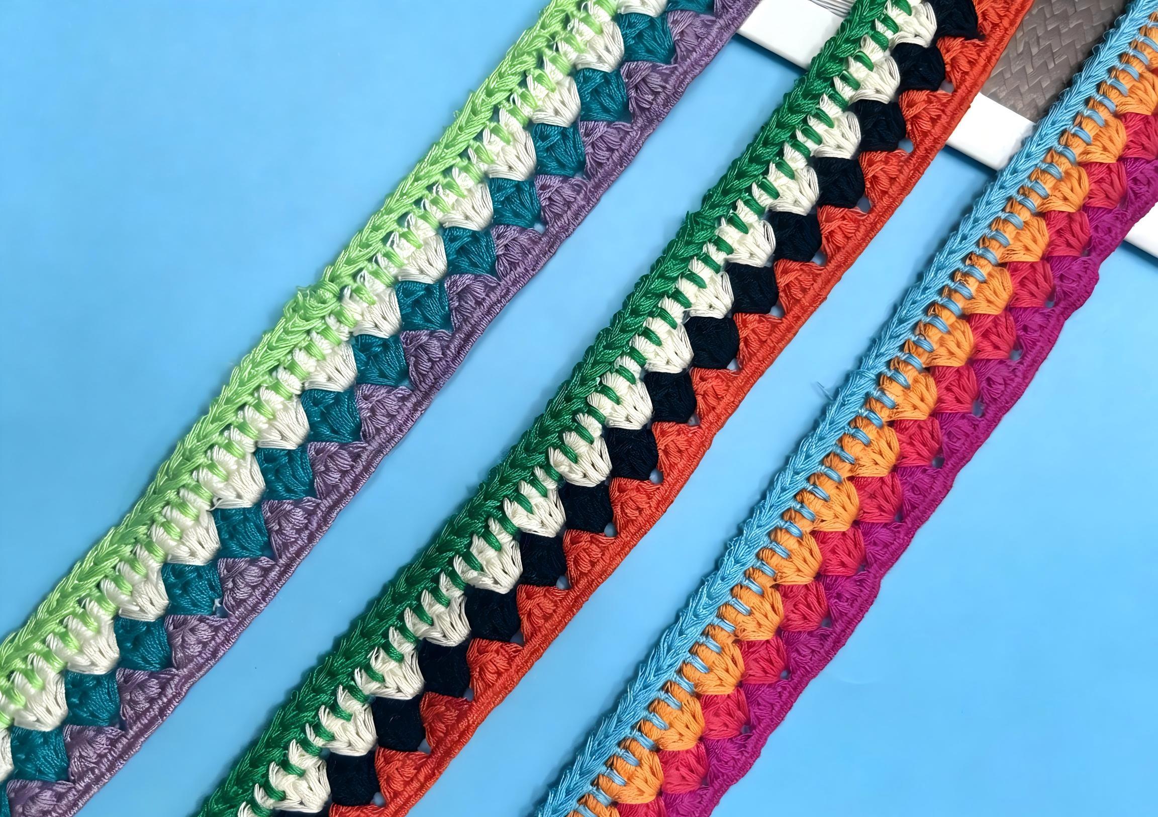 Multicolor Rayon Crochet Lace Trim | Straight Edge Apparel Trim Wholesale,huiyuantrimming,Multicolor Rayon Crochet Lace Trim | Straight Edge Apparel Trim Wholesale