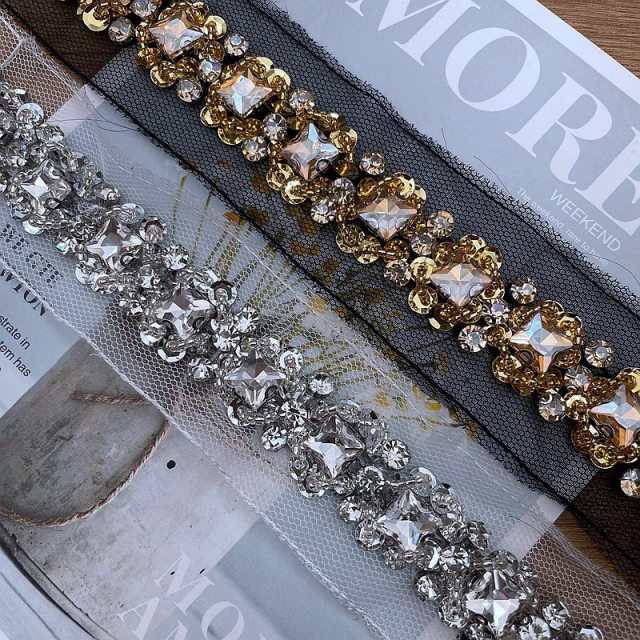 Wholesale Beaded Rhinestone Trim | Handmade Crystal Trim for Evening Gown,huiyuantrimming,Wholesale Beaded Rhinestone Trim | Handmade Crystal Trim for Evening Gown