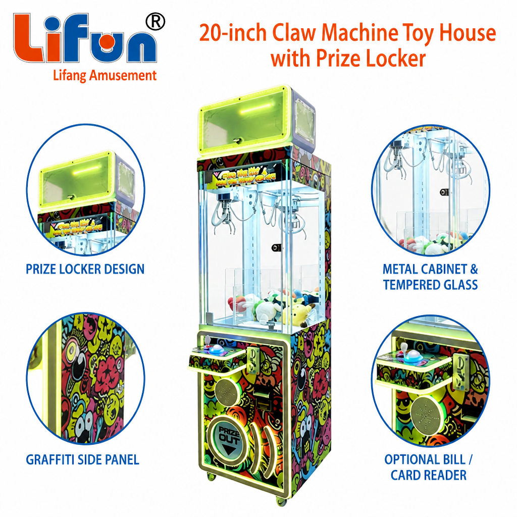 Lifun Toy House Graffiti Claw Machine with Illuminated Prize Locker,MY SHOP,Lifun Toy House Graffiti Claw Machine with Illuminated Prize Locker