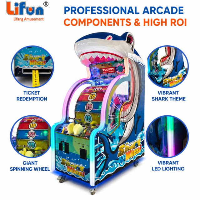 Lifun Shark Wheel Arcade Game with 3D Shark Head & Ticket Out,MY SHOP,Lifun Shark Wheel Arcade Game with 3D Shark Head & Ticket Out