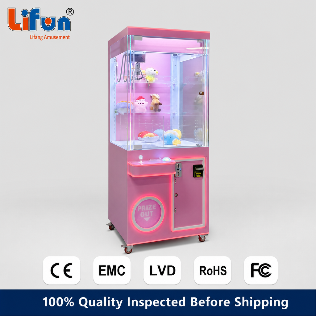 Lifun 31" Candy Pink Claw Machine with Glowing LED Frame,MY SHOP,Lifun 31" Candy Pink Claw Machine with Glowing LED Frame
