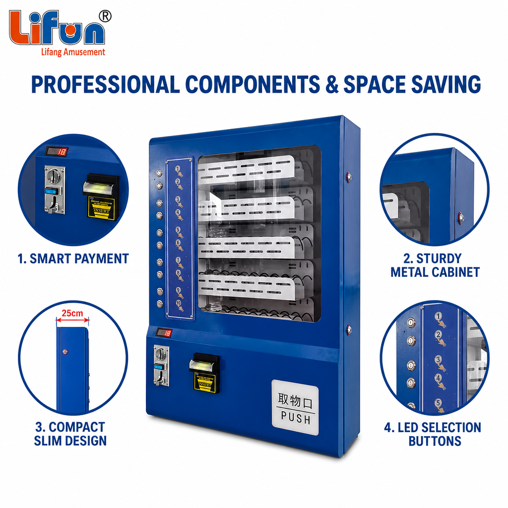 Lifun Wall-Mounted Vending Machine – 10 Lanes & 100 Item Capacity,MY SHOP,Lifun Wall-Mounted Vending Machine – 10 Lanes & 100 Item Capacity