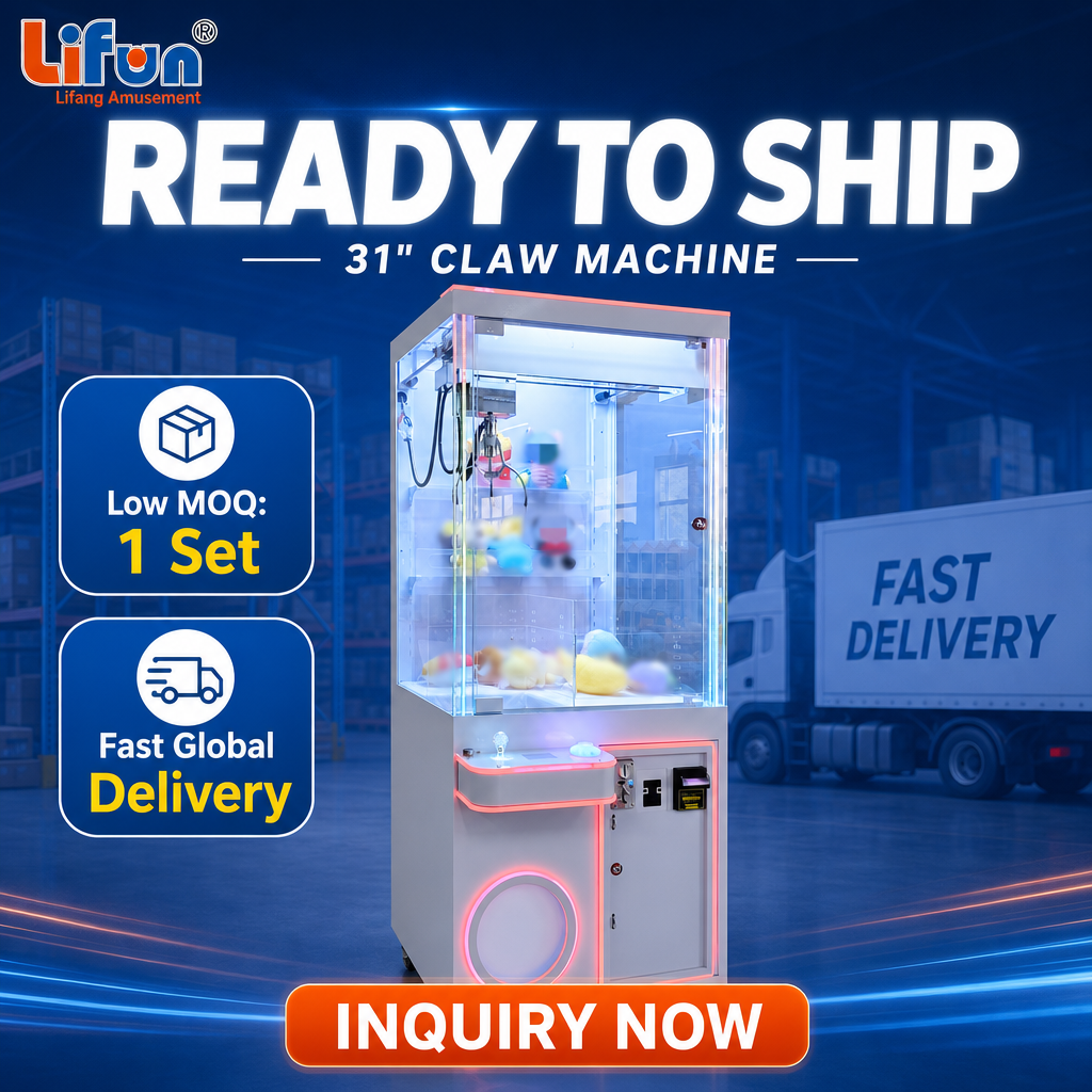 Lifun 31" White Arcade Crane for Large Plush with LED Trim,MY SHOP,Lifun 31" White Arcade Crane for Large Plush with LED Trim