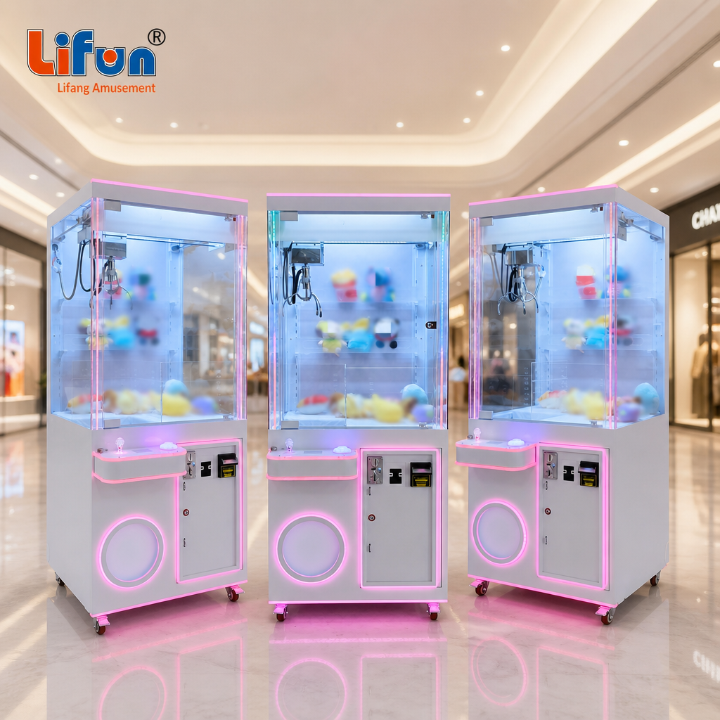 Lifun 31" White Arcade Crane for Large Plush with LED Trim,MY SHOP,Lifun 31" White Arcade Crane for Large Plush with LED Trim