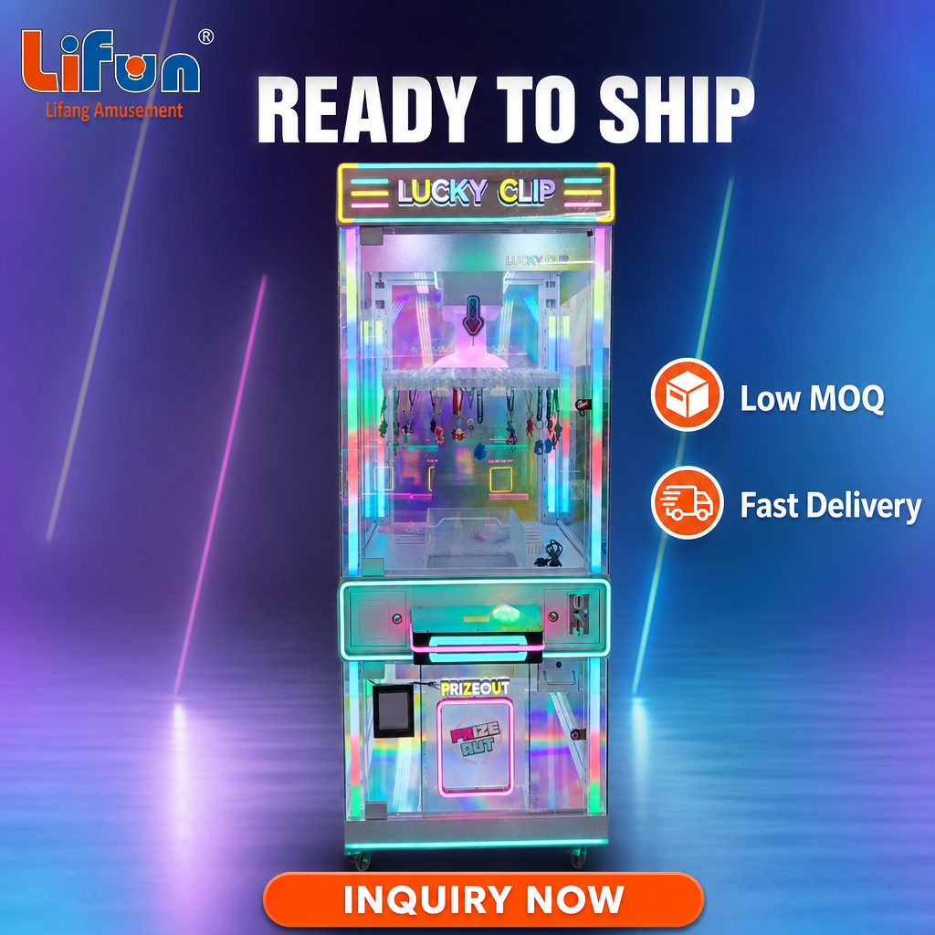 Lifun Lucky Clip 60-Clip Arcade Machine with Neon Sign,MY SHOP,Lifun Lucky Clip 60-Clip Arcade Machine with Neon Sign