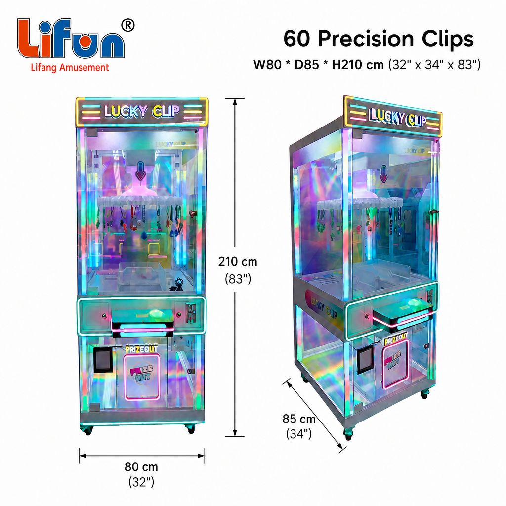 Lifun Lucky Clip 60-Clip Arcade Machine with Neon Sign,MY SHOP,Lifun Lucky Clip 60-Clip Arcade Machine with Neon Sign