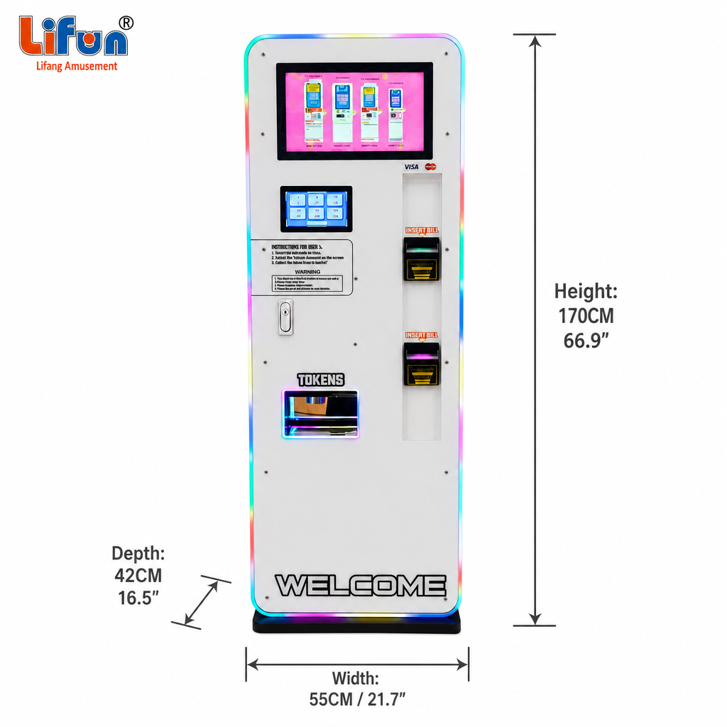 Lifun Smart Coin Dispenser with 15.5" Ad Screen & 7" Touch Panel,MY SHOP,Lifun Smart Coin Dispenser with 15.5" Ad Screen & 7" Touch Panel