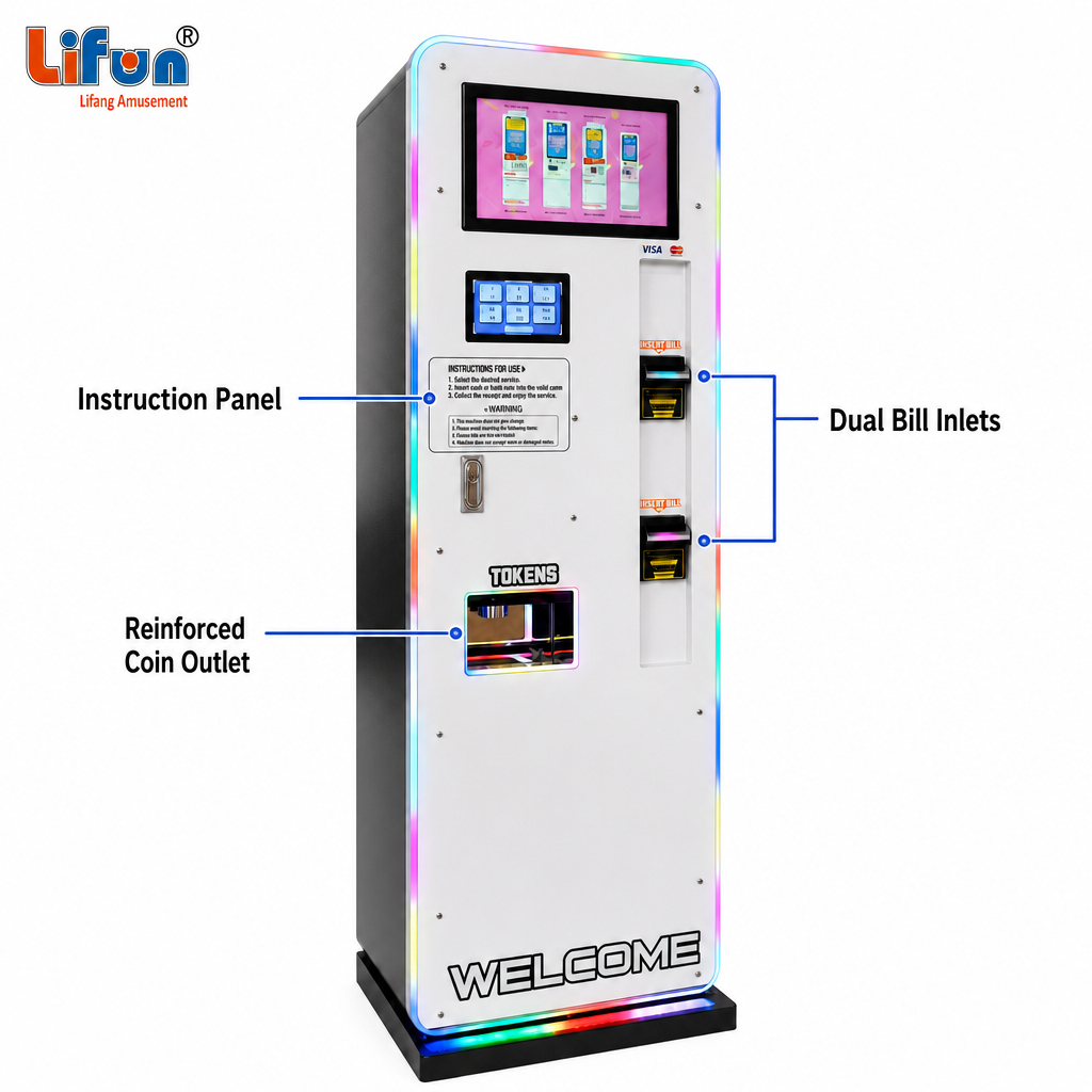 Lifun Smart Coin Dispenser with 15.5" Ad Screen & 7" Touch Panel,MY SHOP,Lifun Smart Coin Dispenser with 15.5" Ad Screen & 7" Touch Panel