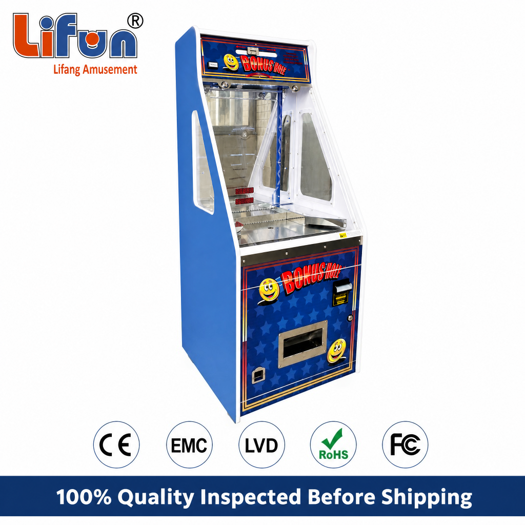 Lifun Bonus Hole Coin Pusher Arcade Machine with Smiley Design,MY SHOP,Lifun Bonus Hole Coin Pusher Arcade Machine with Smiley Design