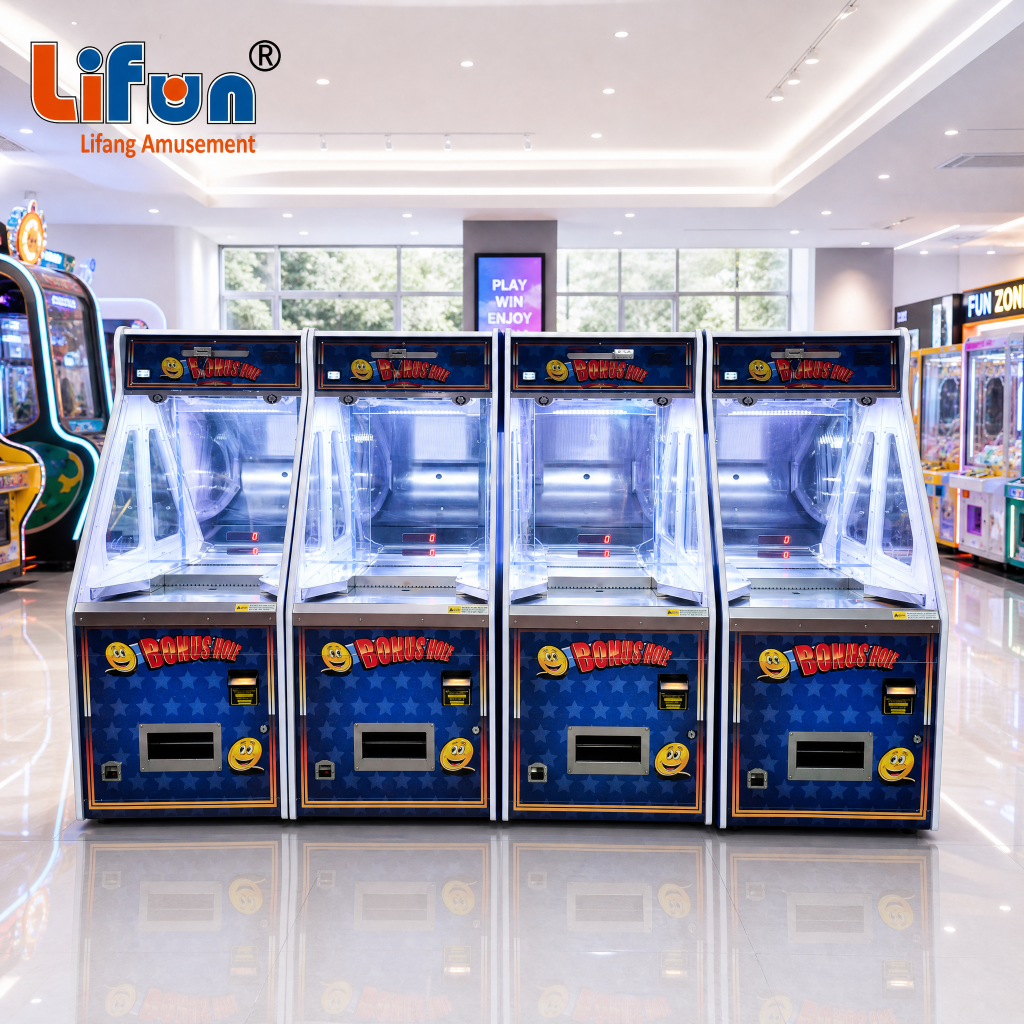 Lifun Bonus Hole Coin Pusher Arcade Machine with Smiley Design,MY SHOP,Lifun Bonus Hole Coin Pusher Arcade Machine with Smiley Design