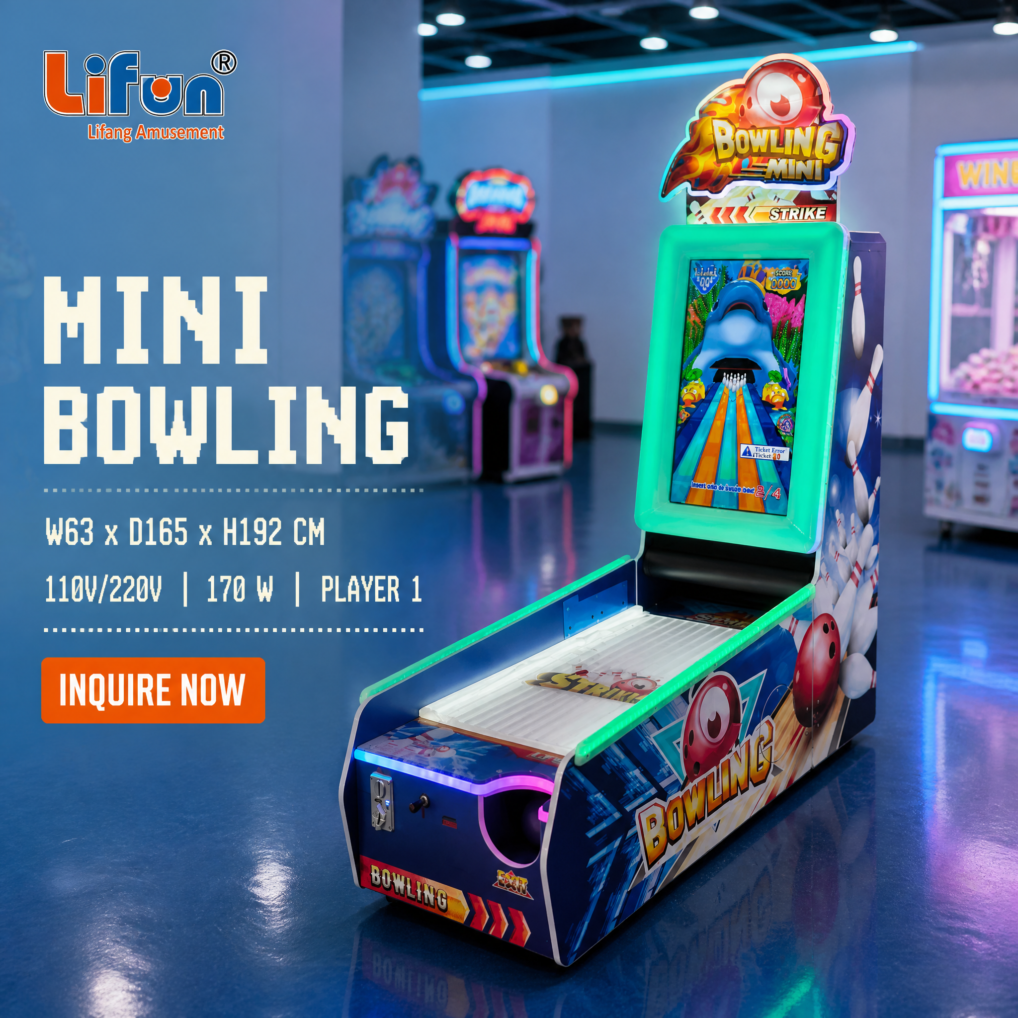 Lifun Mini Bowling Arcade Game with Ticket Redemption Option,MY SHOP,Lifun Mini Bowling Arcade Game with Ticket Redemption Option