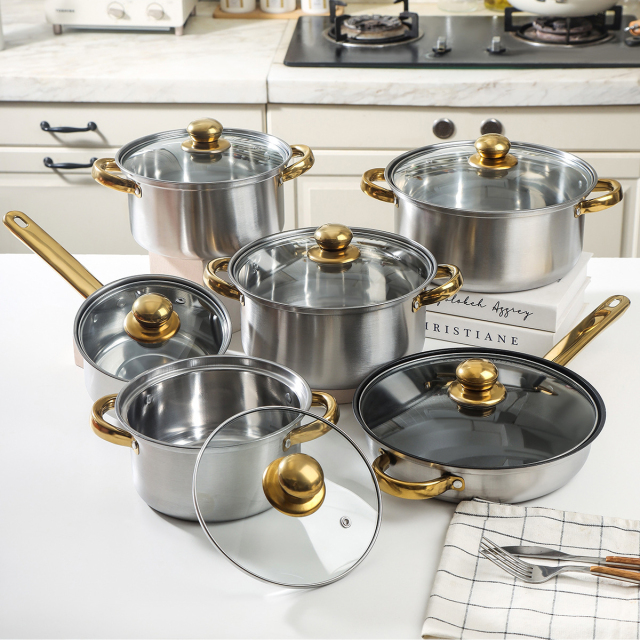 6-Piece Hybrid Cookware Set - Stainless Steel Pots & Non-Stick Frying Pan, Universal Stove Compatible,HangYu Housewares ,guo