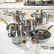 6-Piece Hybrid Cookware Set - Stainless Steel Pots & Non-Stick Frying Pan, Universal Stove Compatible