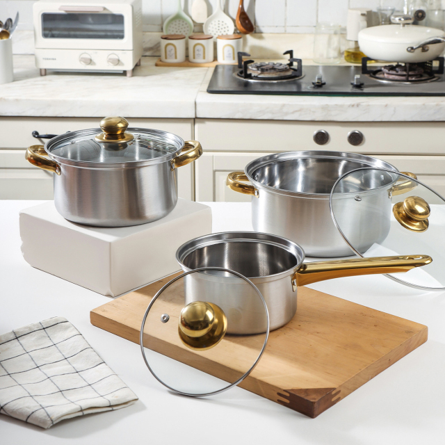 6-Piece Hybrid Cookware Set - Stainless Steel Pots & Non-Stick Frying Pan, Universal Stove Compatible,HangYu Housewares ,guo
