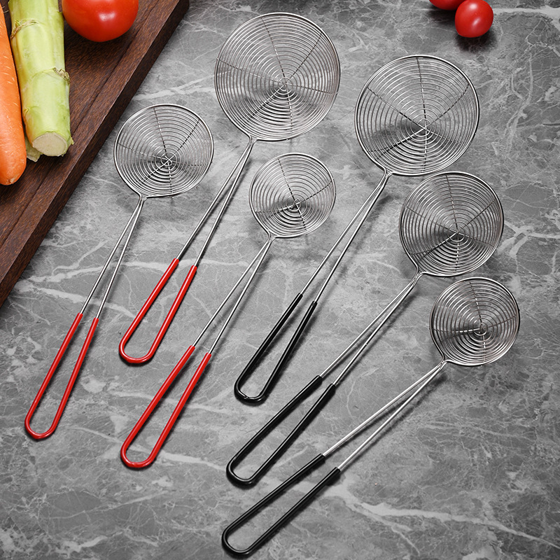 Wholesale Stainless Steel Kitchen Skimmer Ladle with Heat-Resistant Grip,HangYu Housewares ,Stainless steel strainer