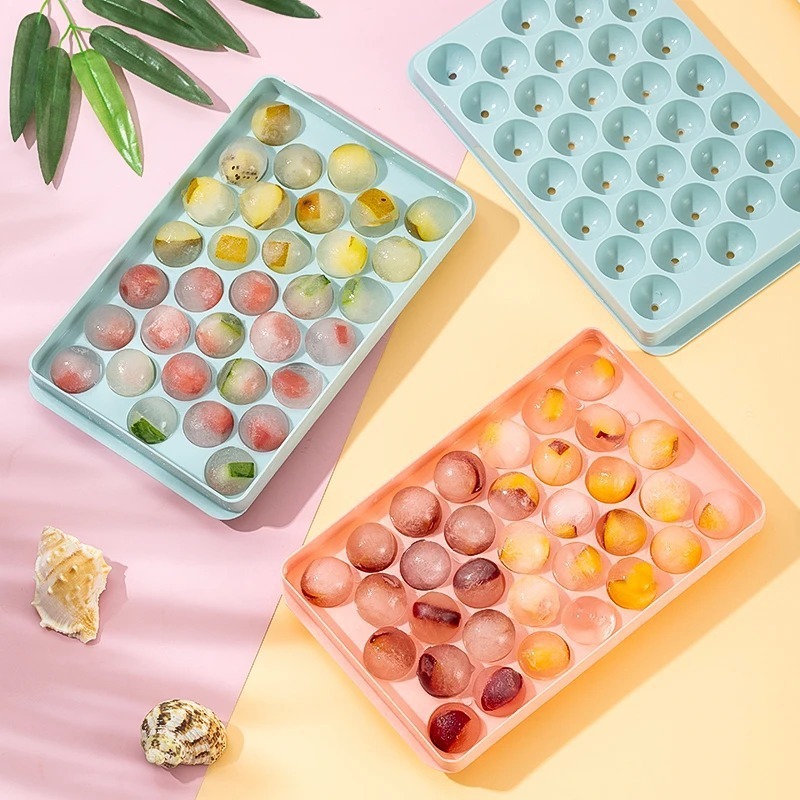 33 Grids Sphere Ice Mold with Lid - Small Round Ice Ball Maker for Whiskey, Cocktails & Juice,HangYu Housewares ,Diy ice cube molds, ice cream molds