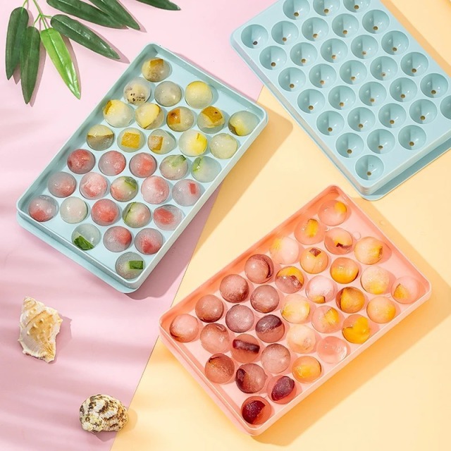 33 Grids Sphere Ice Mold with Lid - Small Round Ice Ball Maker for Whiskey, Cocktails & Juice,HangYu Housewares ,Diy ice cube molds, ice cream molds