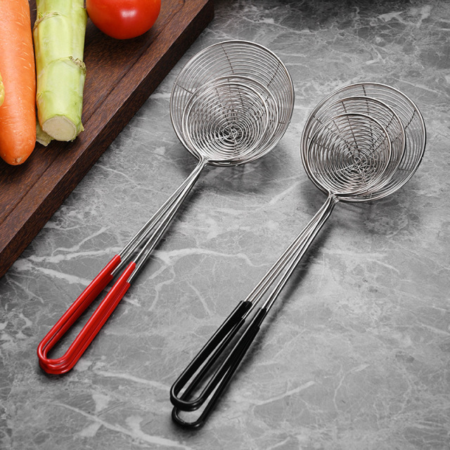Wholesale Stainless Steel Kitchen Skimmer Ladle with Heat-Resistant Grip,HangYu Housewares ,Stainless steel strainer