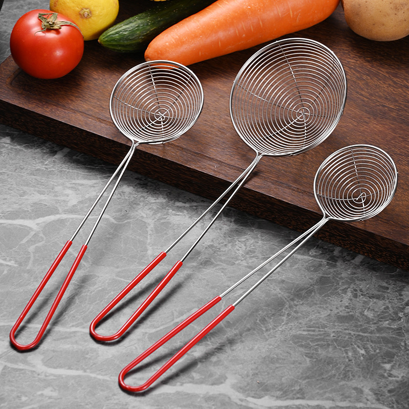 Wholesale Stainless Steel Kitchen Skimmer Ladle with Heat-Resistant Grip,HangYu Housewares ,Stainless steel strainer