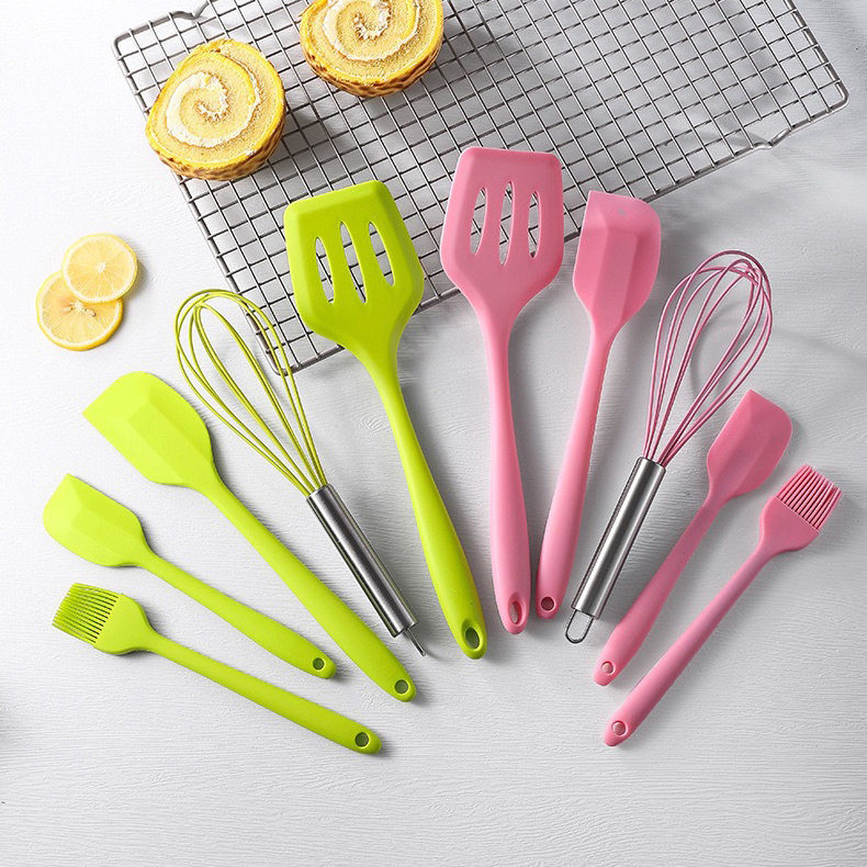 Silicone kitchenware five-piece set, food-grade high-temperature resistant baking tool set,MY SHOP,Stainless steel food tongs, barbecue tongs, bread racks