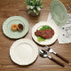 Ruffled Rim Ceramic Dinner Plate, Matte Pastel Color Salad Serving Plate