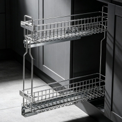 Drawer-type side pull basket base cabinet with double-layer extremely narrow pull baskets,DongGuan HangyYu Houseware Factory Website,Drawer-type side pull basket base cabinet with double-layer extremely narrow pull baskets